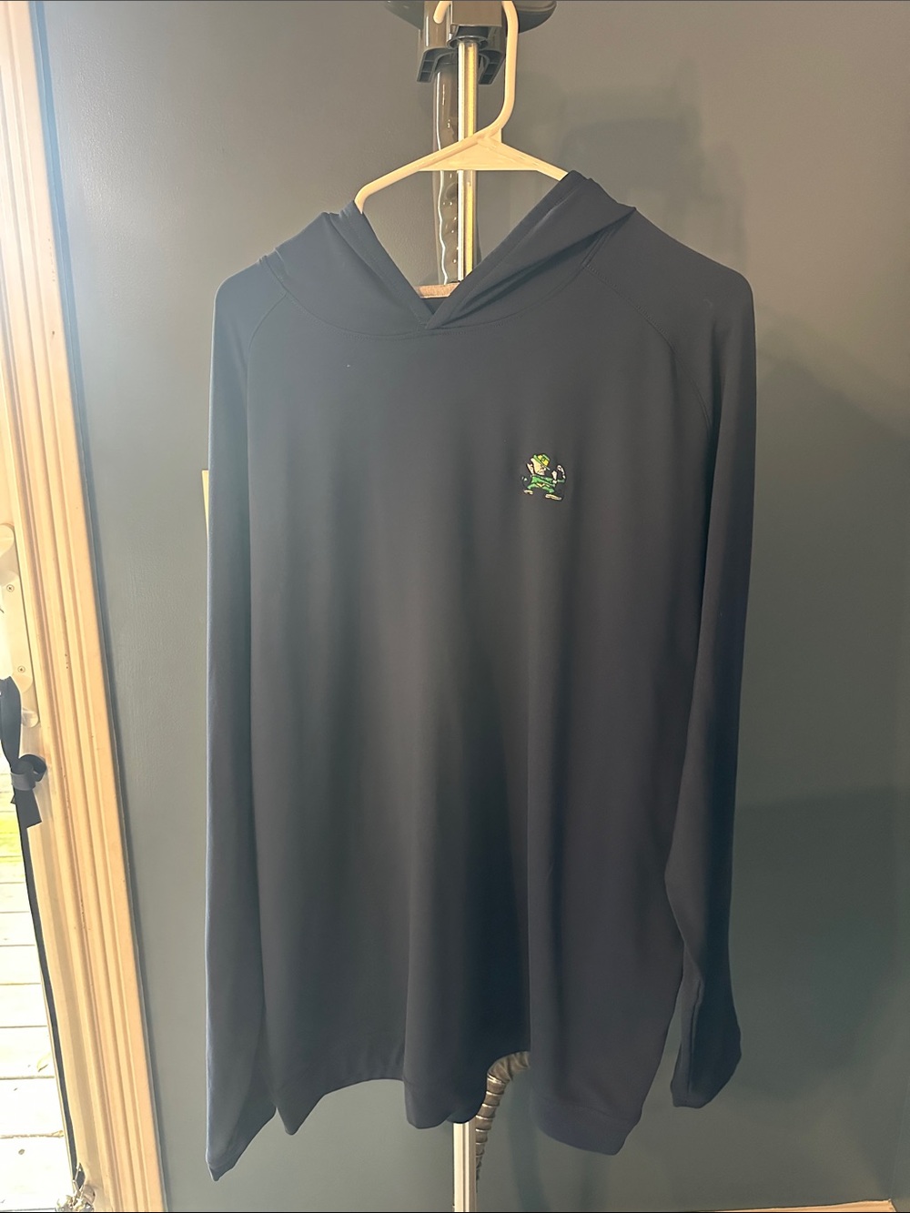 Notre dame Peter Millar Navy Hooded Long-Sleeve Shirt